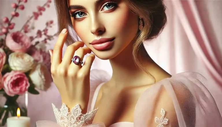 Elegant Wedding Rings with Pink Stones